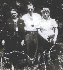 On the left is Sophia Miller, known as "Aunt Miller", around 1947.  With her are Elizabeth Miller's husband, Louis Pater, and Mae Zawodna, the wife of their son Henry.