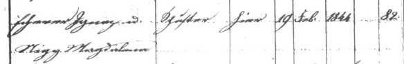 The entry in the marriage index for Ignaz Echerer and Magdalena Nigg. Note the look of the name "Echerer" in German  Sütterlin script.